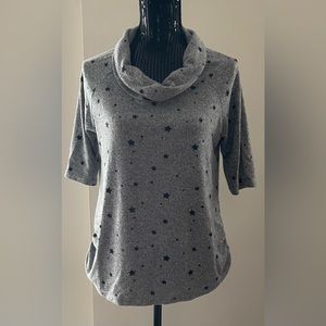 Coin 1804 Grey & Black Star Stretchy Top Size Medium